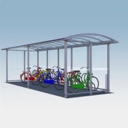 Fahrradüberdachung City 90 Plaza II mit Rück- und Seitenverglasung von Team Tejbrant