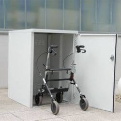 Weiße Rollatorbox abschließbar für Außenbereich